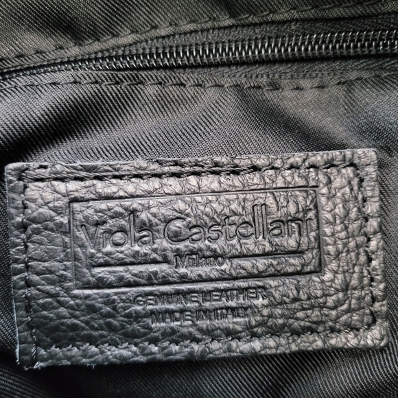 Viola Castellani Black Pebble Italian Leather Shoulder Tote Bag - Picture 4 of 16